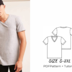 Men's V-Neck T-Shirt Sewing Pattern (A4-A0-Letter) (PDF)